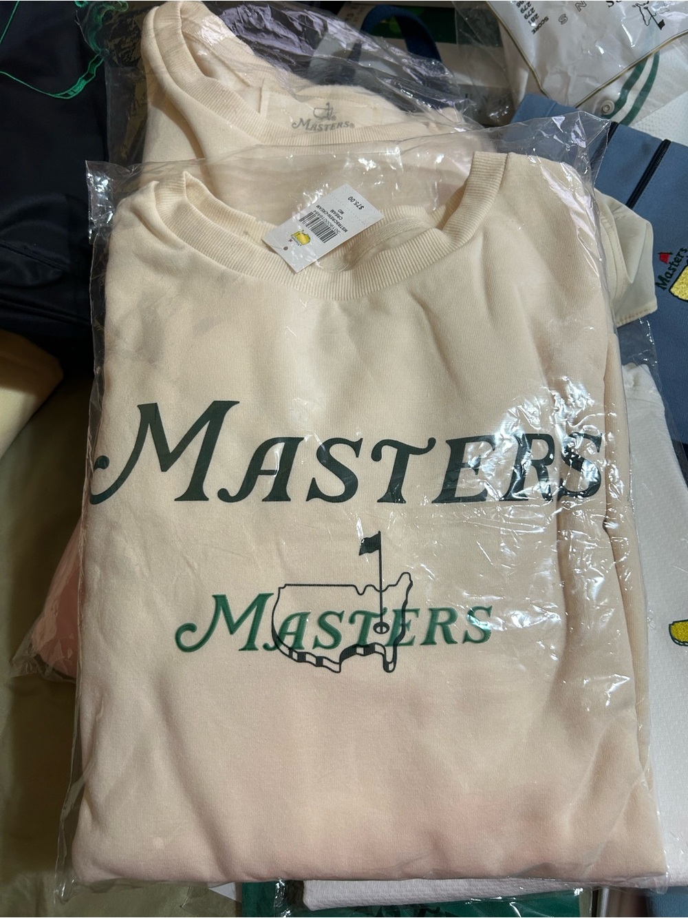 Masters Cream Crewneck with Green Logo Print